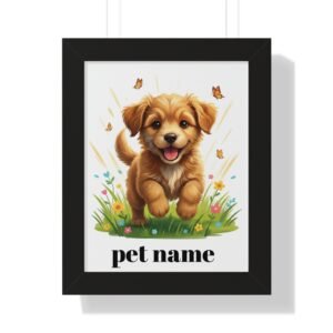 Framed Pet Poster — Personalized Puppy Name Wall Art